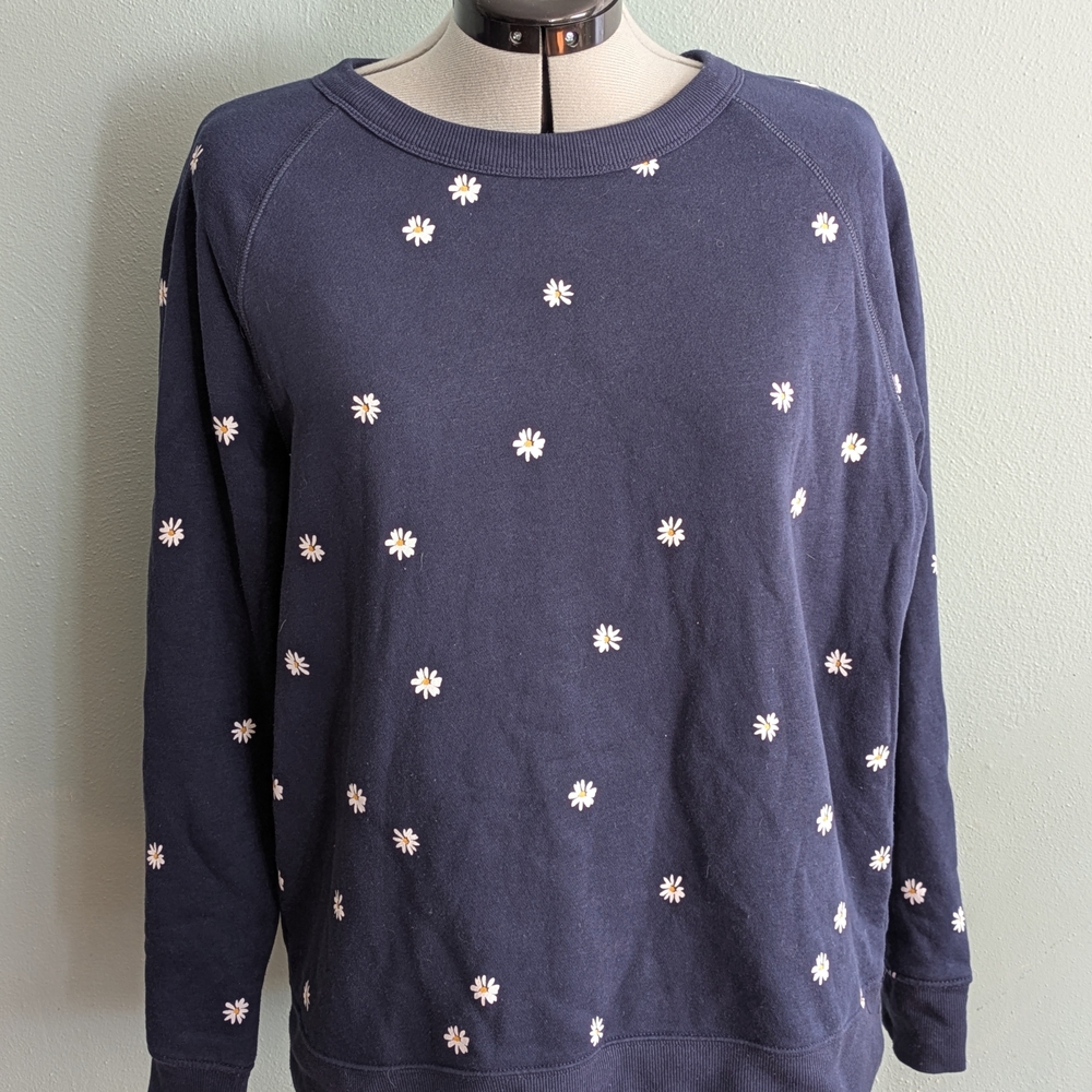 Old Navy Daisy Print Navy Sweater